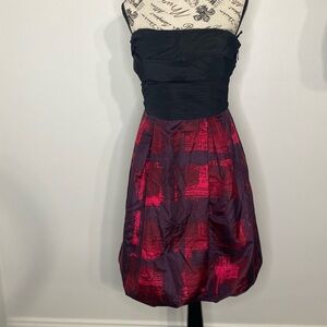 BCBGMaxAzria Black and Red Strapless Dress